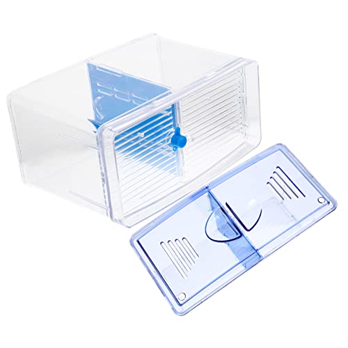 HANABASS Acrylic Fish Breeding Box Miniature Isolation Tank for Betta Fish Double Compartment Design for Sick Aggressive Fish Transparent Observation Durable Aquarium Hatchery