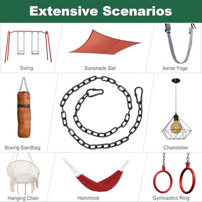59 Inch Adjustable Hanging Chain with 4 Clasps, Welded Steel Chain with Corrosion-Resistant Coating, 660 LBS Load Heavy Duty Suspension Chain for Swing, Boxing Bag, Sunshade Sail, Indoor Outdoor Use - size: 59inch
