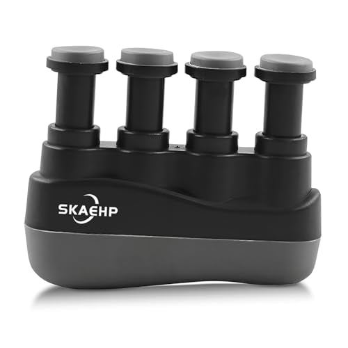 Hand Exerciser - Improves flexibility and strength in fingers, hands, and forearms - Adjustable tension for each finger - Simulated guitar strings help develop calluses - Comfortable workout - color: Black and Gray