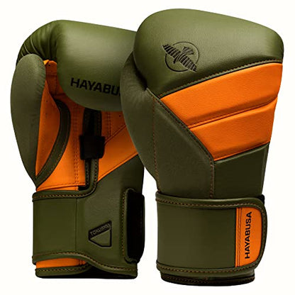 Hayabusa T3 Boxing Gloves - Sparring - color: Green/Orange, size: 14oz