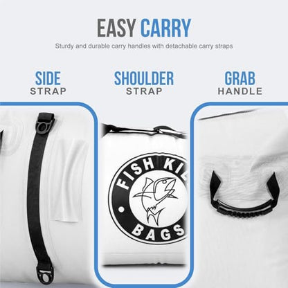 Gusseted Insulated Fish Cooler - Zipper Waterproof Nylon Bag - Portable and Leakproof With Heavy Duty Handles for Travel, Outdoor, Fishing - size: 72 x 32 Inch