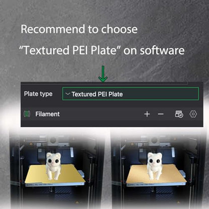 JUUPINE 257x257mm Double Sided Flexible PEI Sheet, Smooth PEI +Textured PEI Surface for Bambu Lab X2D/P2S/P1P/P1S /X1/X1C/X1E/A1 3D Printer, 3D Printer PEI Spring Steel Build Plate Removable Platform - color: Smooth gold PEI+Textured PEI