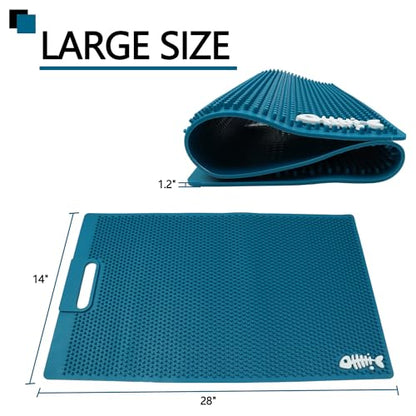 NonSlip Fish Fillet Mat for Filleting, Cutting, Cleaning Heavy Duty Rollable Fish Bait Cutting Board No Need Fish Grippers Large Size Fish Cleaning Mat (14 * 28”, Green) - color: Green, size: 28"L x 14"W