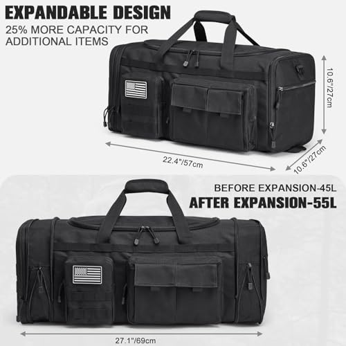G4Free 3-in-1 Expandable Duffle Bag for Travel Gym, Large Duffel Backpack - color: Black