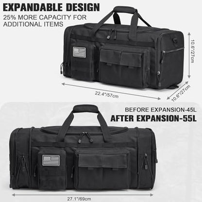 G4Free 3-in-1 Expandable Duffle Bag for Travel Gym, Large Duffel Backpack - color: Black