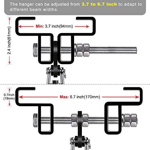 SELEWARE Heavy Duty Punching Bag Hanger, Steel I Beam Clamp for Heavy Bag - color: B. Beam Clamp with Swivel & Carabiner (2 Pack)