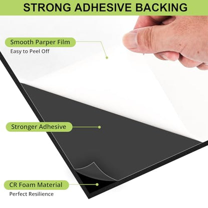 8 Pcs Adhesive Foam Padding Sheets 4” X 4” X 1/8”/3mm Thick,Black Closed Cell CR Foam Pads Anti-Slip,Neoprene Rubber Pad Self Stick for Furniture Protection,Containers,Halloween Decor,