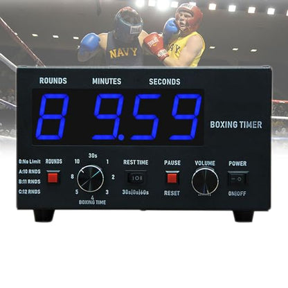 Big Screen Boxing Interval Timer, Classic Professional Gym Timer, Adjustable Sound/Training Time/Cycle Repetitions, Muay Thai Training Timer for Boxing, Muay Thai, Fighti-Blue - color: Blue