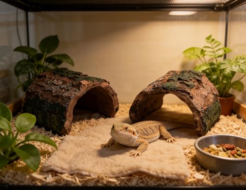 M2cbridge Resin Hollow Tree Trunk Betta Log Crab House Cave for Fish Shrimp Small Reptile Turtle Tarantula Spider Hermit Crab(2PCS (Small+Big)) - size: 1pc Small+ 1pc Big