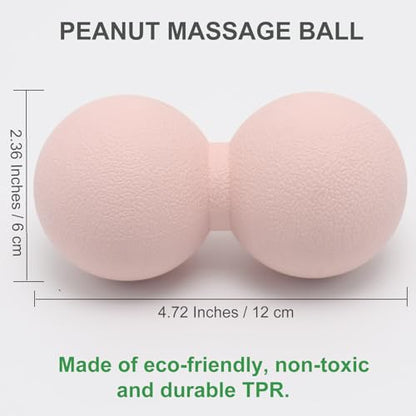 Hard Peanut Massage Ball, Double Ball Peanut Roller, 4.7″×2.4″, Pink - color: Pink