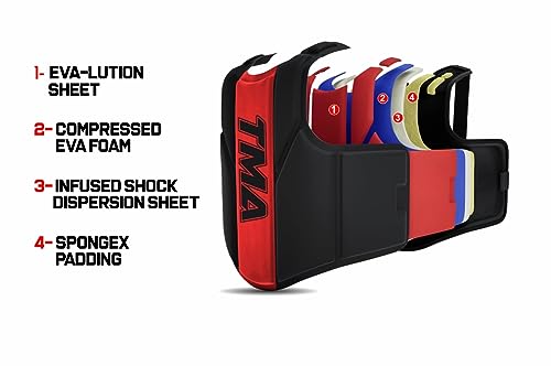 TMA Boxing Body Protector, MMA Kickboxing Muay Thai Boxing Chest Guard, Martial Arts Upper Body Ribs Protection Pad Chest Protector Heavy Hitter Boxing Body Protector Body Sparring - color: Black/Blue