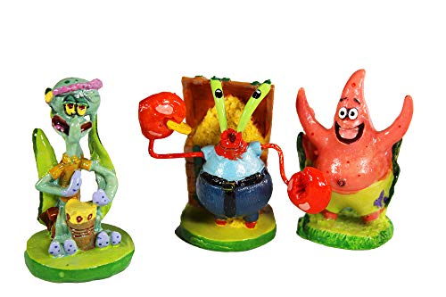 Penn-Plax Officially Licensed Spongebob 6 Piece Mini Aquarium Ornament Set – Great for Saltwater and Freshwater Tanks - size: Mini