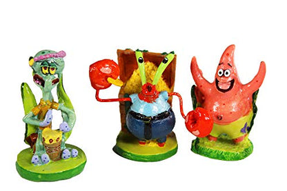 Penn-Plax Officially Licensed Spongebob 6 Piece Mini Aquarium Ornament Set – Great for Saltwater and Freshwater Tanks - size: Mini