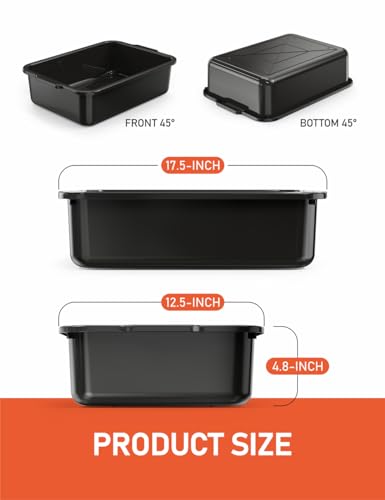 5-Pack 13 L Commercial Bus Tubs/Tote Box, Black Plastic Storage Wash Basin Tub - color: Black, size: 13 Liter-Black