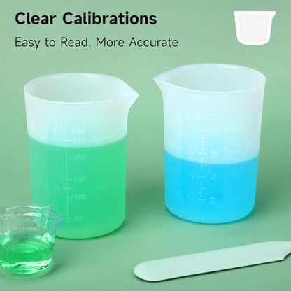 250ml Large Silicone Measuring Cups, 8OZ Reusable Squeeze and Pour Resin Cups for Epoxy, Casting Molds, Slime, Craft Art Projects, Cup Making, Waxing, 6 Packs - size: 250ml*6