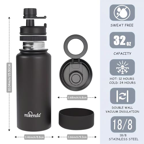 32oz Insulated Tumbler with Magnetic Phone Holder, Gym Water Bottle | Leak Proof Lid, 24hr Cold & 12hr Hot, Non-Slip Base | Travel Mug, Reusable & Eco-Friendly (black, 32, ounces) - color: Black