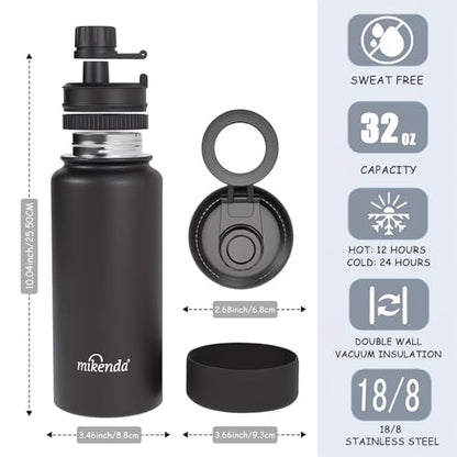 32oz Insulated Tumbler with Magnetic Phone Holder, Gym Water Bottle | Leak Proof Lid, 24hr Cold & 12hr Hot, Non-Slip Base | Travel Mug, Reusable & Eco-Friendly (black, 32, ounces) - color: Black
