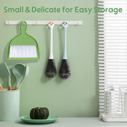 2PCS Small Broom and Dustpan Set, Mini Dust Pan and Brush, Hand Whisk for Pets, Kids, Desk, Home, Camping, Green Cleaning Supplies
