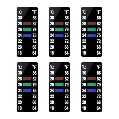 AQUANEAT 6 PCS Aquarium Thermometer Strips, Fish Tank Thermometer Sticker, Terrarium Water Temperature Test (1.58" x 0.67")