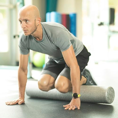 OPTP Silver AXIS Moderately Firm Foam Roller – Round, Silver, 36" x 6" | Moderate density for sports medicine, physical therapy, Pilates, yoga, trigger point myofascial release, Heat-molded EPP foam - size: 36" x 6" Round