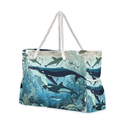 senya Large Beach Bags Totes Canvas Tote Shoulder Bag Soft Wave Water Resistant Bags for Gym Travel Daily Ocean - color: Marine Killer Whale