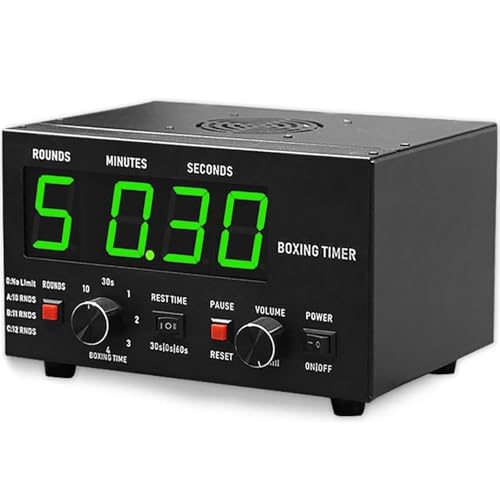 Classic Boxing Interval Timer,Professional Gymnastics Timer with LED Display,1 to12 Challenge Rounds and Adjustable Buzzer,Interval Timer for Workout/Gym Timer/Boxing Equipment Green - color: Green