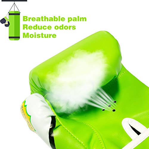 CKE Boxing Gloves for Kids Ages 5-12, Beginner Punch Bag Training Gloves - color: GREEN