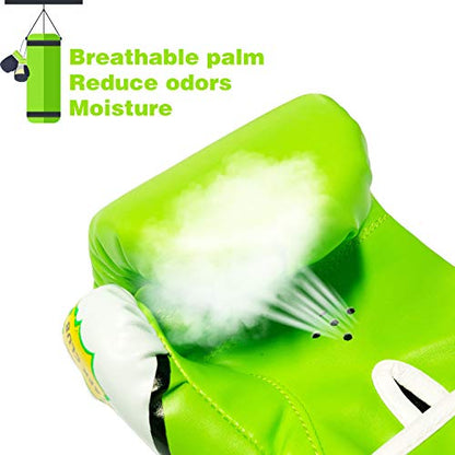 CKE Boxing Gloves for Kids Ages 5-12, Beginner Punch Bag Training Gloves - color: GREEN