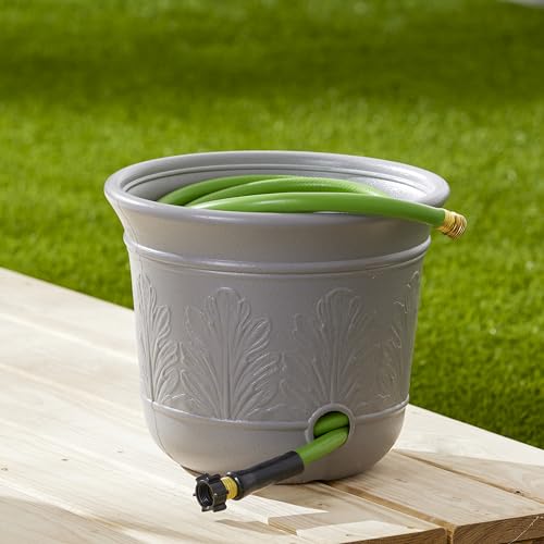 Suncast 2 Pack 300 Foot Heavy Duty 5 Gallon Decorative Plastic Hose Pot for Expandable and Lightweight Hoses, Ideal for Garden, Patio and Backyard Use