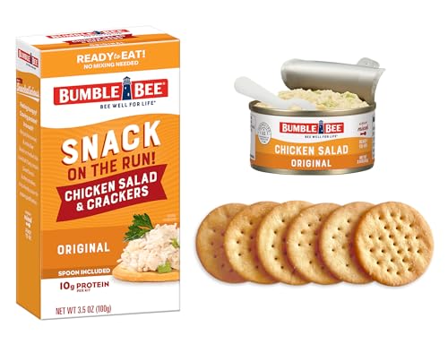 Bumble Bee Snack On The Run! Protein Snack Pack - Original Chicken Salad with Crackers - 10g Protein per Box - Ready to Eat Easy-Open Canned Chicken Salad (Pack of 12)