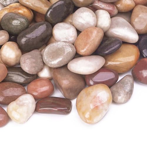 10 lbs Decorative Rocks for Planters and Outdoor Landscaping, 1"- 1 1/2", Pebbles for Indoor Plants, Vases, Terrarium, Polished Stones for Garden Decor - color: Mixed Color