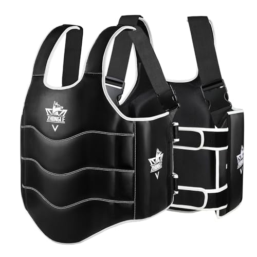 Boxing Chest Protector Adjustable MMA Taekwondo Muay Thai Chest Protector, Boxing Training Heavy fist, Adjustable Shield, Martial Arts Upper Abdomen Protective pad, Taekwondo - color: Black