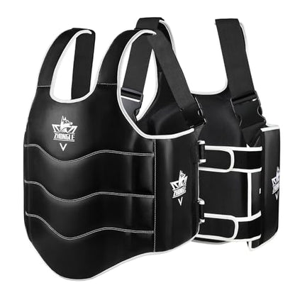 Boxing Chest Protector Adjustable MMA Taekwondo Muay Thai Chest Protector, Boxing Training Heavy fist, Adjustable Shield, Martial Arts Upper Abdomen Protective pad, Taekwondo - color: Black