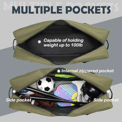 45" Extra Large Duffle Bag, Heavy Duty Duffle Bag with Multiple Pockets - color: Green