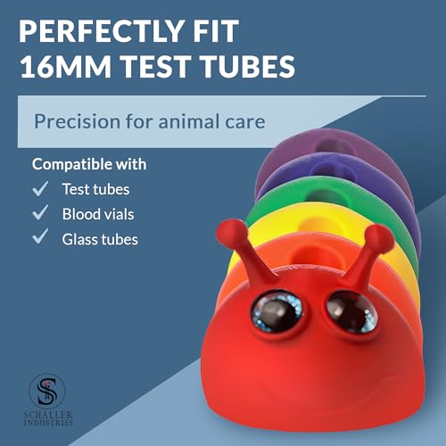 S I Schaller Industries Rainbow Caterpillar Test Tube Holder, 16mm - Veterinary Blood Test Tube Rack, Holds 15 Vials, Compact Fun Design Organizer for Pediatric and Veterinary Use