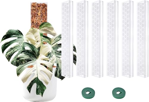 6 Pack Plastic Moss Pole for Monstera and Climbing Plants -Stackable Plant Support Stakes for Indoor Plants, Sphagnum Moss Compatible Poles for Aroid, Pothos, Philodendron