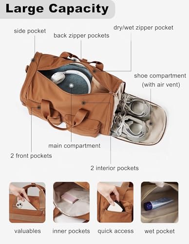 ZUEVI Gym Duffel Bag for Men Women with Shoe and Wet Compartment Lightweight Foldable Carry On Sports Travel Bag for Training Yoga Weekender(Grey) - color: Grey