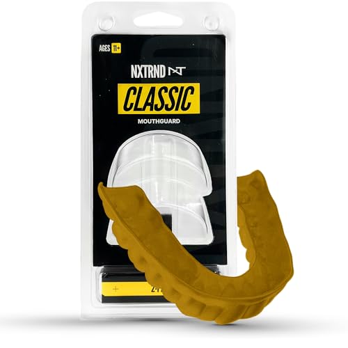 2 Pack Nxtrnd Classic Mouthguard, Custom Fit Sports Mouthpiece for Football, Boxing, MMA, Basketball, Hockey, Lacrosse, Youth & Adult (Gold) - color: Gold