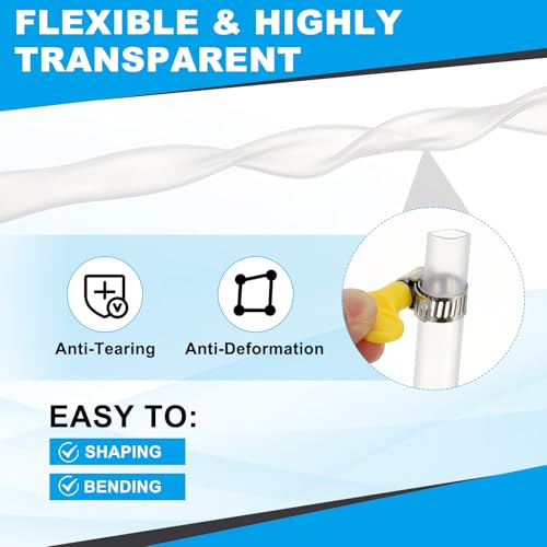 PATIKIL PVC Vinyl Tubing, 3/8"ID x 1/2"OD Flexible Clear Plastic Tube with 2 Hose Clamps, Hose Line Pipe for Multipurpose Industrial Vinyl Aquarium, 33FT - size: 3/8" ID 33FT