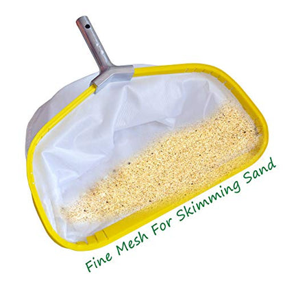 Professional Pool Net, Heavy Duty Skimmer Rake with Aluminum Frame, Fine Mesh Deep Bag Scoop for Cleaning Swimming Pool Leaf Pollen Silt, Pool Rake 19.5 inch