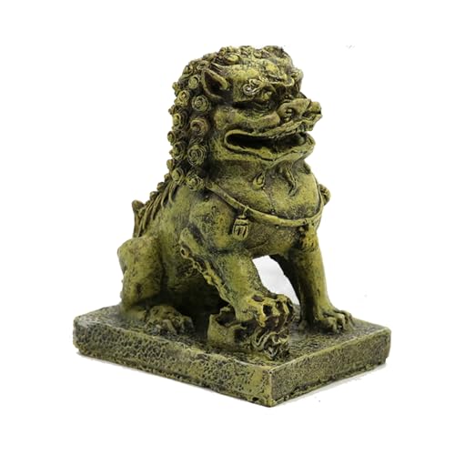 Fish Tank Decorations, Japanese Large Aquarium Decor Accessories with Foo Lions, Bearded Dragon Hideout, Reptile & Amphibian Habitat Hideouts(Yellow Lion) - color: Yellow Lion