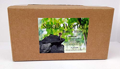 Natural Slate Stone 3 to 5 inch Rocks for Miniature and Fairy Garden, Aquascaping Aquariums, Reptile enclosures & Model Railroad. (5lbs) - size: 5 Pounds