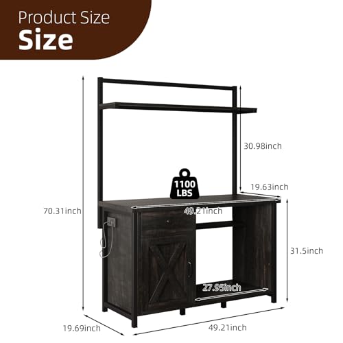 Reptile Tank Stand with Power Outlet, Terrarium Stand with Storage Cabinet, 49" X 20" Tabletop, Aquarium Stand with LED Lights, Reptile Terrarium,Turtle Tank (Oak) - color: Oak