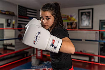 Fury Professional Lace Training Gloves - Lace Up Sparring Gloves for Boxing, Bag, and General Training - color: White, size: 16 oz