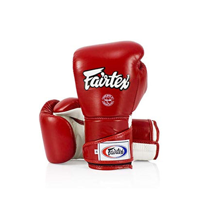Fairtex BGV6 Angular Boxing Gloves, Locked Thumb Muay Thai MMA Kickboxing - color: Red/White, size: 12oz