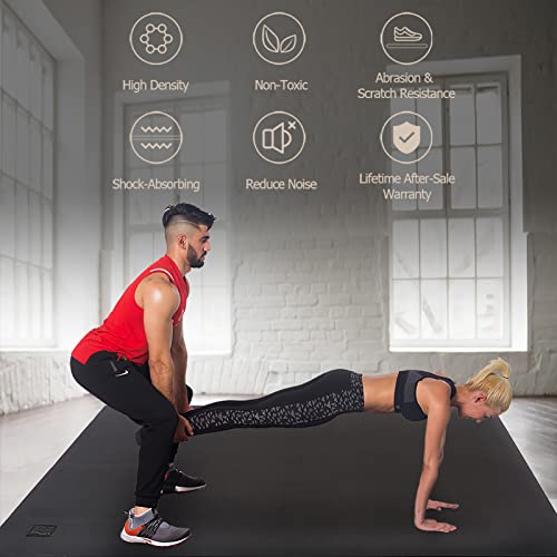 GXMMAT Large Exercise Mat 6'x4'/6'x5'/6'x6'(7mm) - color: Black Real, size: 6*4 FT