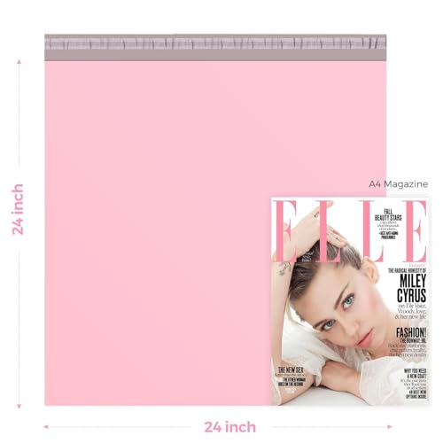 Metronic Poly Mailers 24x24 50 Pack, Strong Adhesive Envelopes, Waterproof Poly Bags for Shipping, Large Bags Light Pink - size: 24x24 50PC