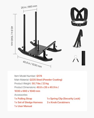VEVOR Weight Sled,Workout Sled for Push-Pull Running & Strength Training - color: Black
