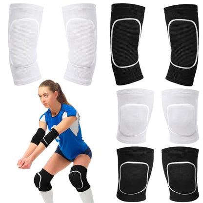Sosation 2 Set Volleyball Elbow Pads and Knee Arm Sleeves,Black White - color: Black White