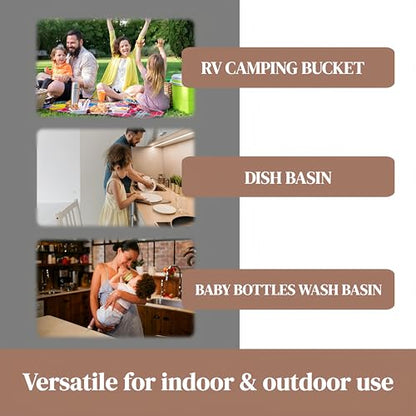 Collapsible Wash Basin for Baby Bottles - 2.4 Gallons Portable Wash Bin for RV Camping Sink, Space-Saving Dish Tub (Mocha) - color: Mocha